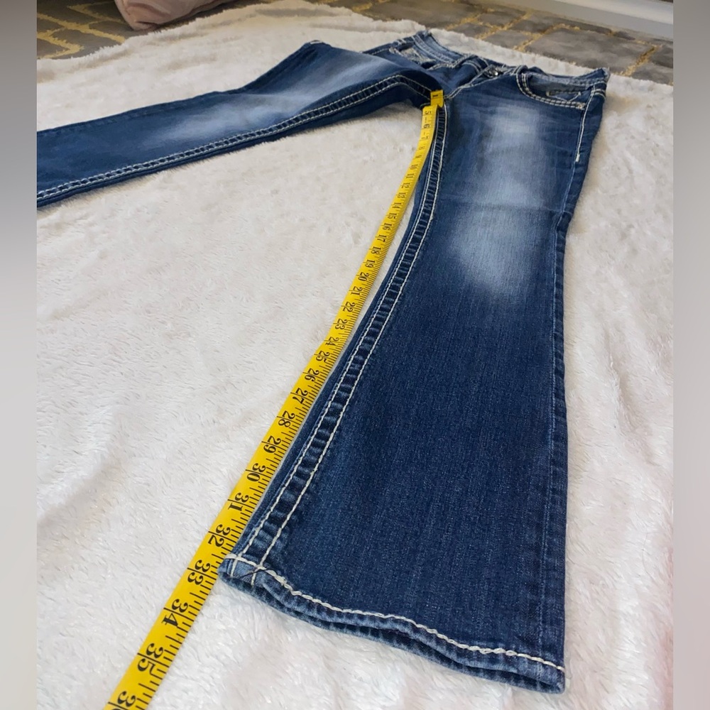SZ 5/6 Vigoss Women's Dark Blue Slim Boot Cut Jeans with Contrast Stitching - Picture 10 of 11
